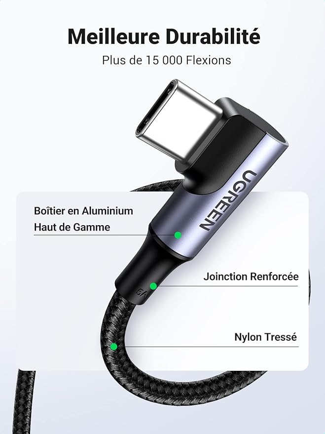 U-GREEN USB-C to USB-C Angled Cable